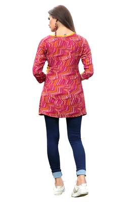 Pink printed rayon kurti 2