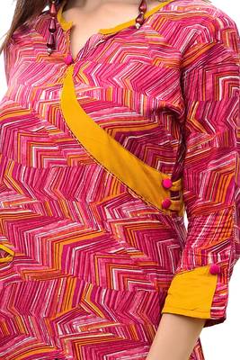 Pink printed rayon kurti 4