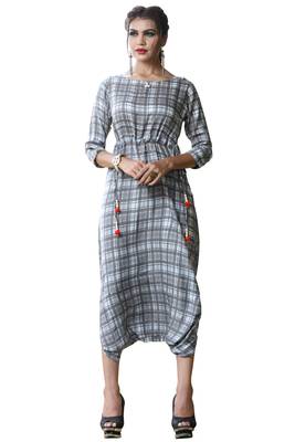 Grey printed rayon kurti 1