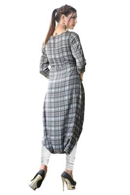 Grey printed rayon kurti 2