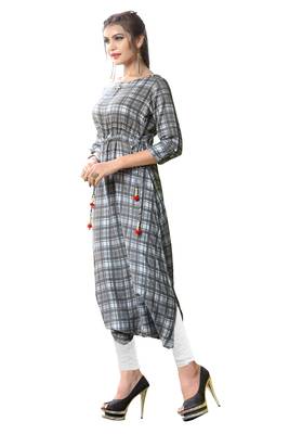 Grey printed rayon kurti 3