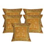 Lal Haveli Living Room Decor Elephant Silk Pillow Covers 16 x 16 inch Set of 5 Pcs