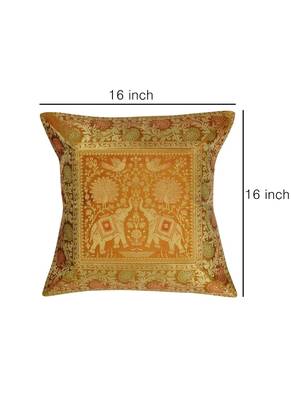 Lal Haveli Living Room Decor Elephant Silk Pillow Covers 16 x 16 inch Set of 5 Pcs 2
