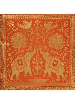 Lal Haveli Decorated Handmade Elephant Design Silk Cushion Cover 16 x 16 inch Set of 5 Pcs 3
