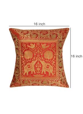Lal Haveli Square Shape Living Room Decor Silk Cushion Covers 16 x 16 inch Set of 5 Pcs 2