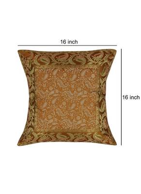 Lal Haveli Decorative Handmade Design Silk Cushion Covers 16 x 16 inch Set of 5 Pcs 2