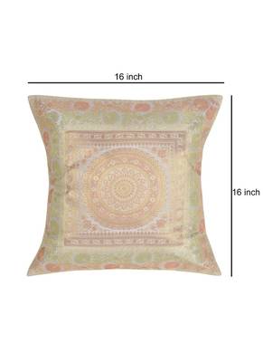 Lal Haveli Designer Sofa Decorations Square Shape White Silk Cushion Covers 16 x 16 inch Set of 5 Pcs 2