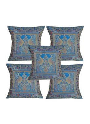 Lal Haveli Home Decorative Handmade Elegant Designer Throw Pillow Silk Cushion Covers 16 x 16 inch Set of 5 Pcs 1