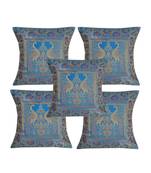 Lal Haveli Home Decorative Handmade Elegant Designer Throw Pillow Silk Cushion Covers 16 x 16 inch Set of 5 Pcs