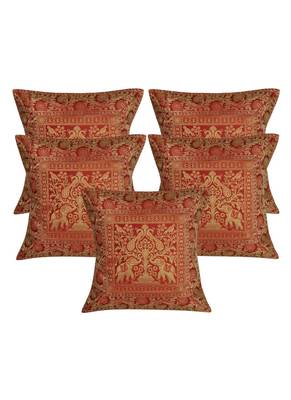 Lal Haveli Designer Home Decor Silk Pillow Cushion Covers 16 x 16 inch Set of 5 Pcs 1