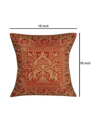 Lal Haveli Designer Home Decor Silk Pillow Cushion Covers 16 x 16 inch Set of 5 Pcs 2