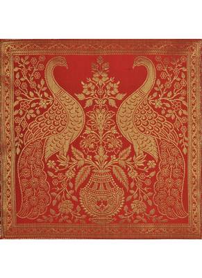 Lal Haveli Peacock Design Throw Pillowcases Decorative Silk Cushion Covers 16 x 16 inch Set of 5 Pcs 3