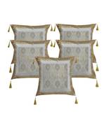 Lal Haveli Square Shape Silk Pillow Cushion Covers for Diwan/Sofa Decor 18 x 18 inch Set of 5 Pcs