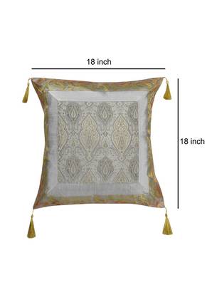 Lal Haveli Square Shape Silk Pillow Cushion Covers for Diwan/Sofa Decor 18 x 18 inch Set of 5 Pcs 2