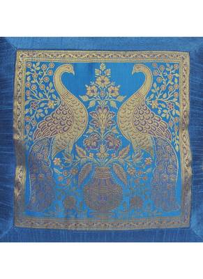 Lal Haveli Turquoise Color Square Shape Silk Cushion Covers 18 x 18 inch Set of 5 Pcs 3