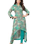 Green printed rayon long kurtis