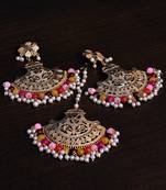 Multicolor Gold Plated Traditional Beaded Earrings cum Maang Tikka Set