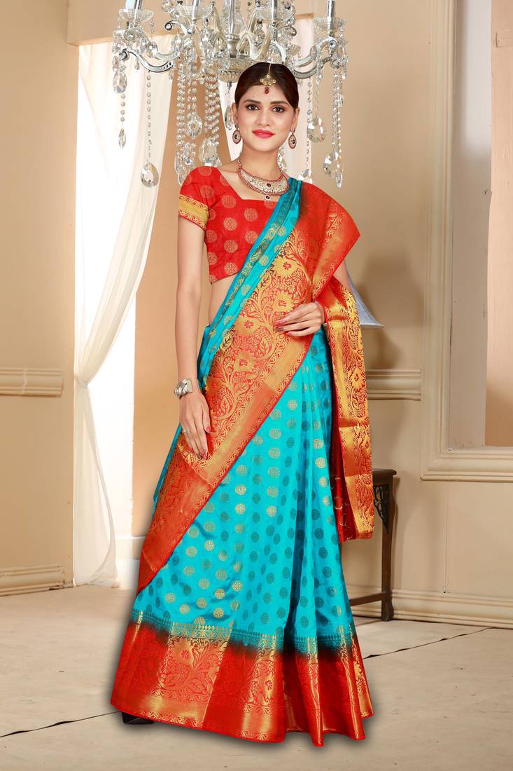 Multicolor Woven Art Silk Saree With Blouse Fab Woven 2750538