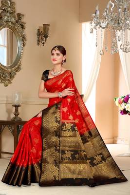 Multicolor Woven Art Silk Saree With Blouse 1