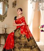 Multicolor Woven Art Silk Saree With Blouse