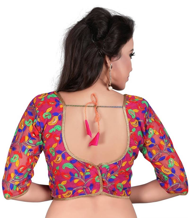 Multicoloured cotton embroidered readymade blouse  gfashionstudio