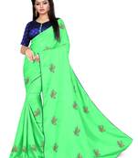 Green Embroidered Art Silk Saree With Blouse