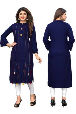 Blue printed rayon kurti 5