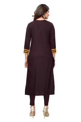 Yellow embroidered rayon kurti 2