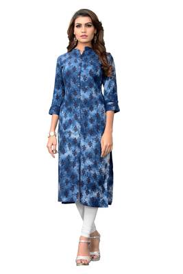 Blue printed rayon kurti 1