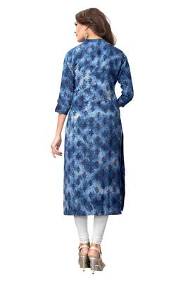 Blue printed rayon kurti 2
