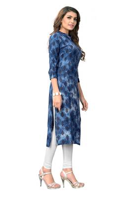 Blue printed rayon kurti 3