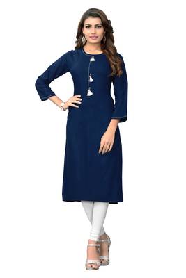 Blue plain rayon kurti 1