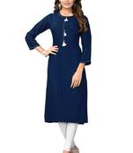 Blue plain rayon kurti