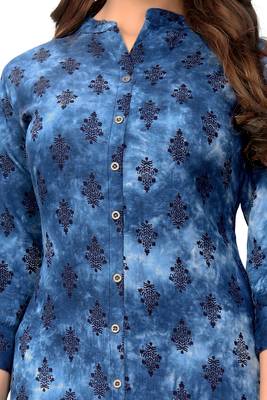 Blue printed rayon kurti 4