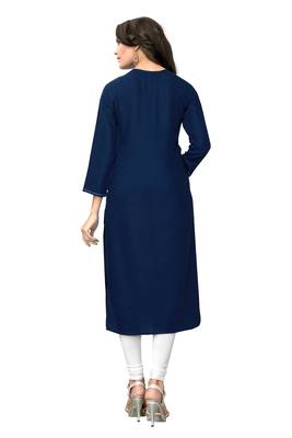 Blue plain rayon kurti 2