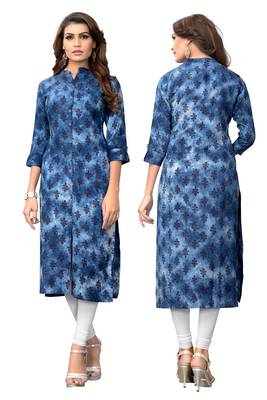 Blue printed rayon kurti 5
