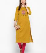 Yellow embroidered kurti