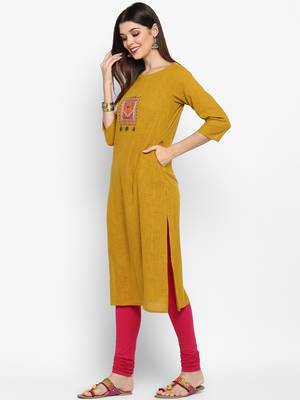 Yellow embroidered kurti 3