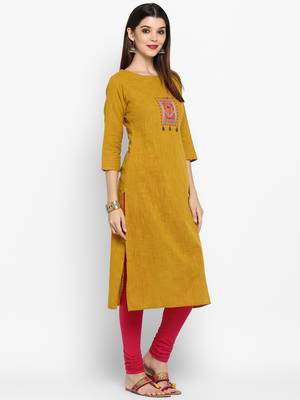 Yellow embroidered kurti 4