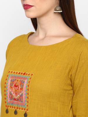 Yellow embroidered kurti 5