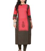 Pink printed cotton kurtis