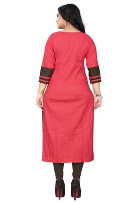 Pink printed cotton kurtis 2