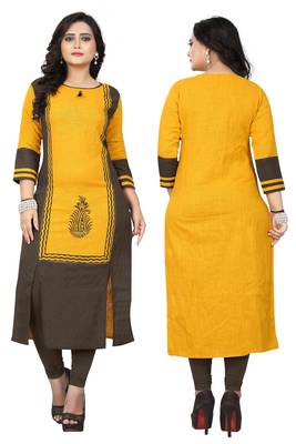Yellow printed kurti 5