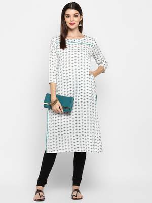 White printed kurti 1