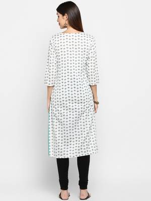 White printed kurti 2