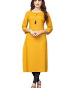 Yellow plain rayon kurti