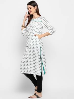 White printed kurti 3