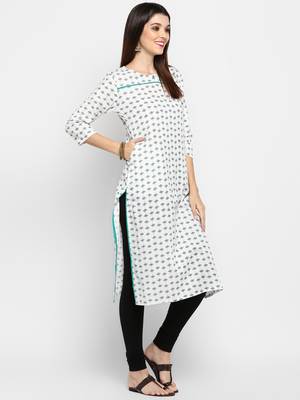 White printed kurti 4