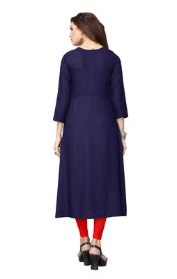 Blue plain rayon kurti 2