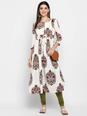 White printed kurti 1